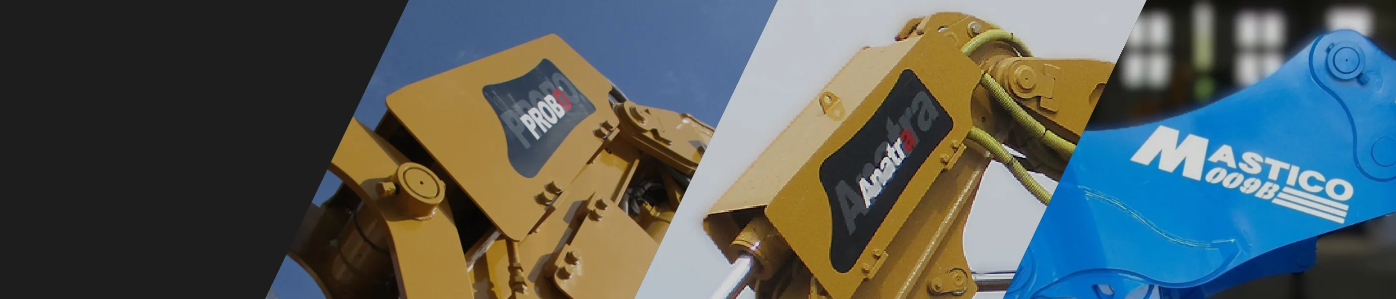 建設機械の油圧ショベルアームのクローズアップ